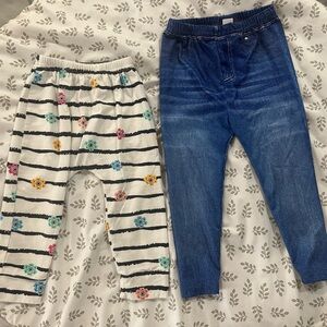 Kids Striped Floral and Denim Leggings Set